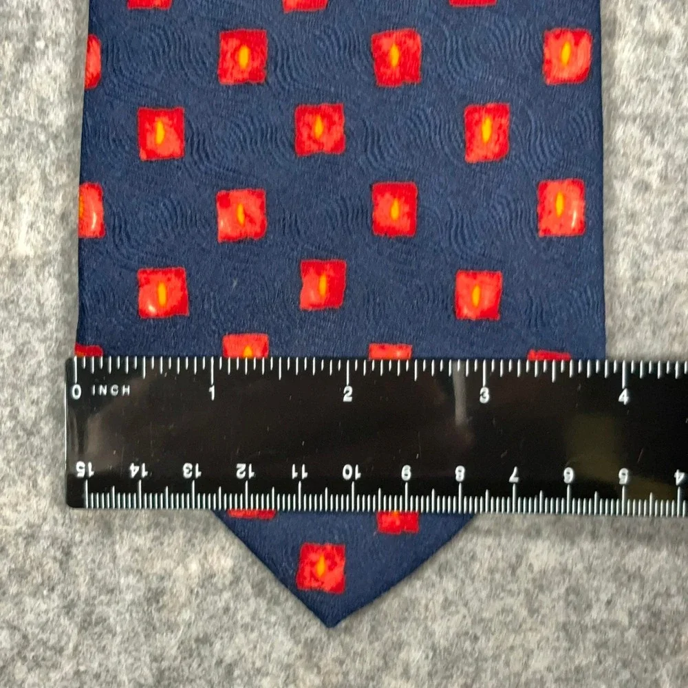 Vintage‎ Bally Switzerland 100% Silk Tie Navy Blue Red Geometric Italy 3.75x60